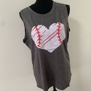 Gray Heart Baseball Graphic Tee